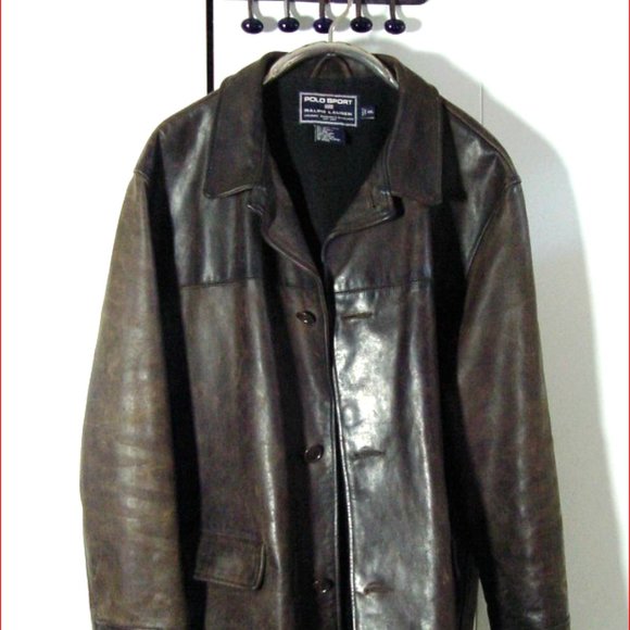 Vtg Distress Polo Sport Ralph Lauren Brownish Gray Button Jacket Sz 2XL